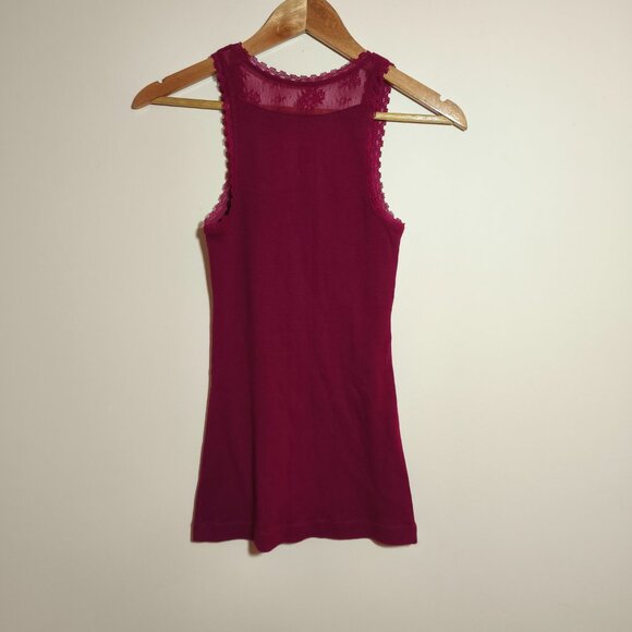 y2k Vanity Racerback Lace Ribbed Racerback Tank sz S Raspberry Coquette Layers - Picture 4 of 7